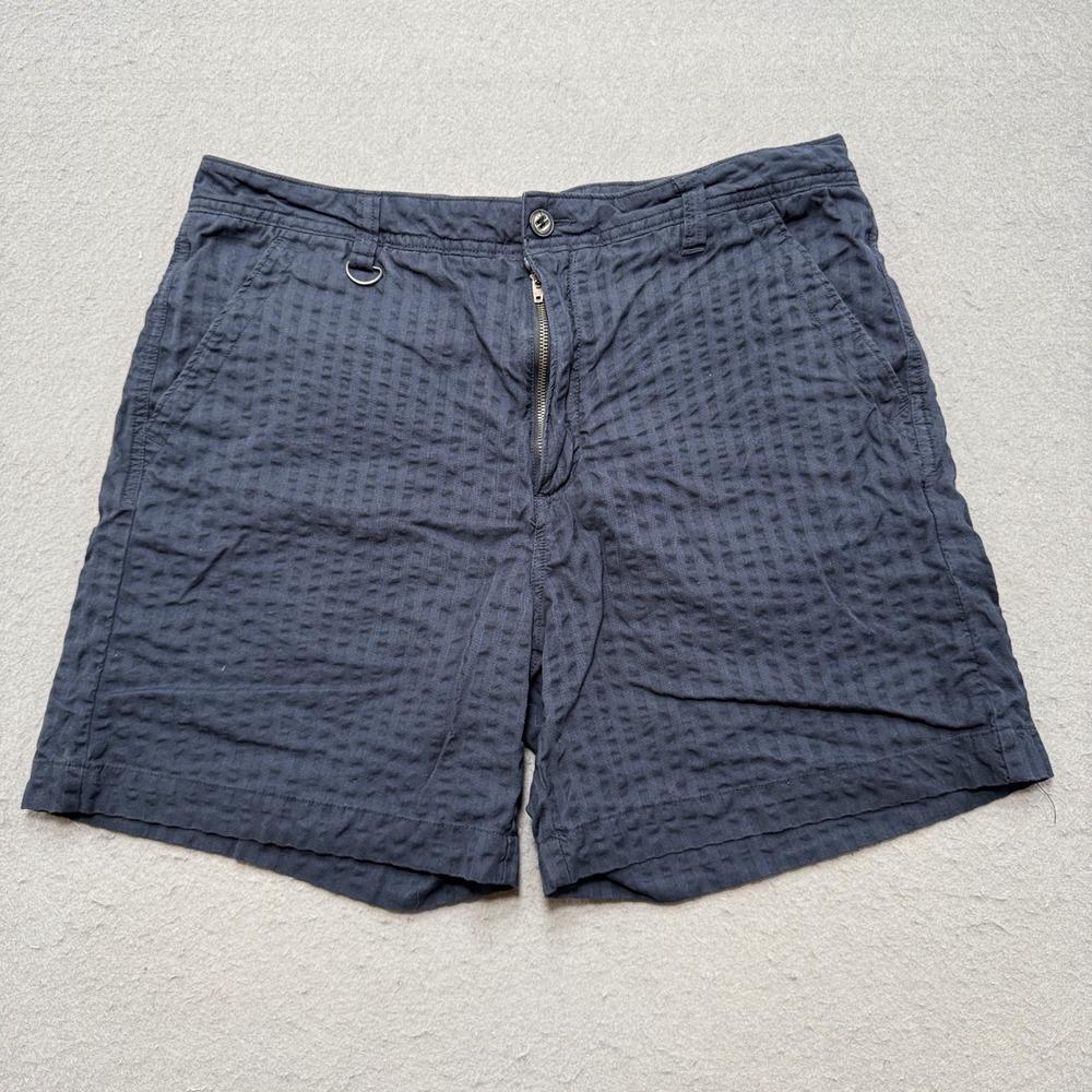 CPO Provisions Shorts Mens 34 Navy Blue Cotton Seersucker Utility Workwear Chino